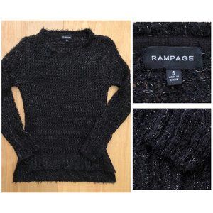 RAMPAGE Women’s Black Shimmer Super Soft Long Sleeve Sweatshirt sz S